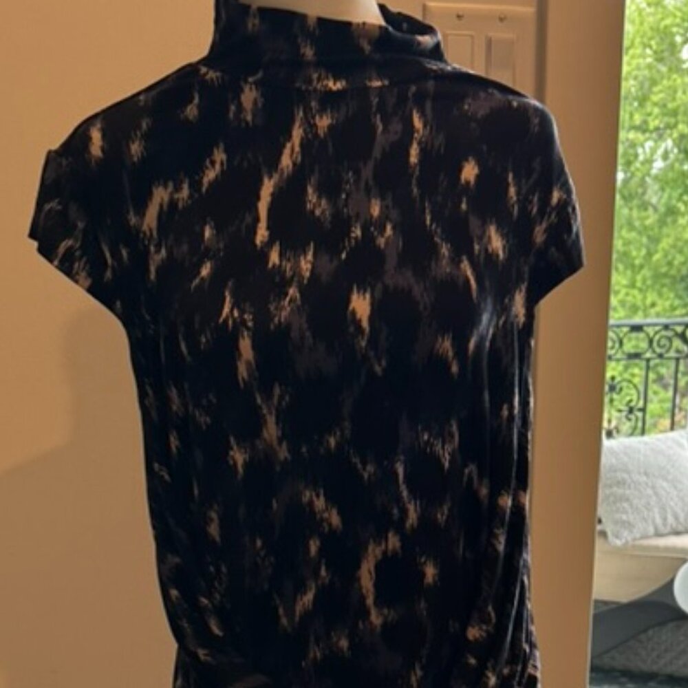 Long small sleeve multi patterned fitted  dress